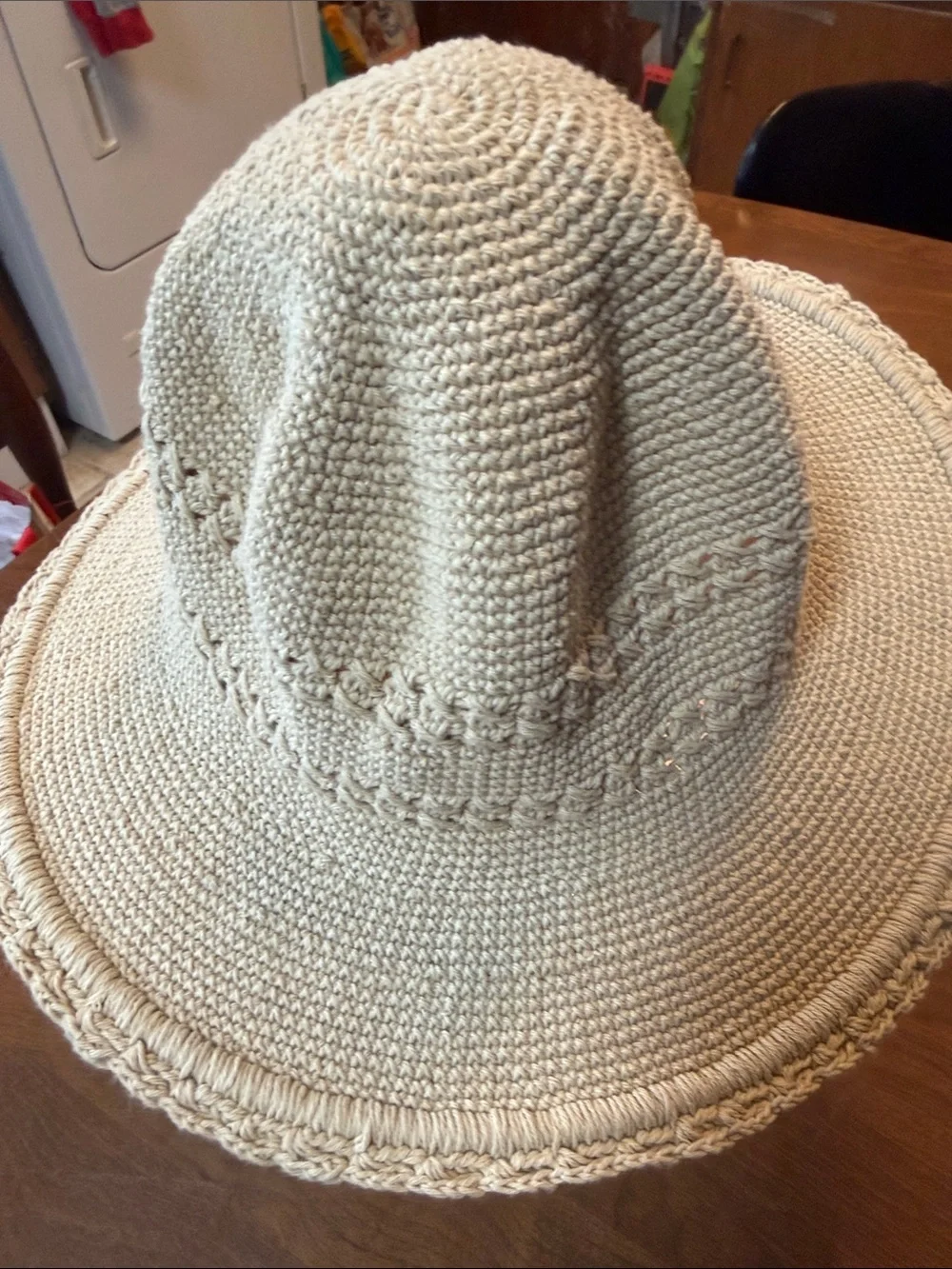 Women’s Cream Crochet Sun Hat-Lightweight Beach Hat